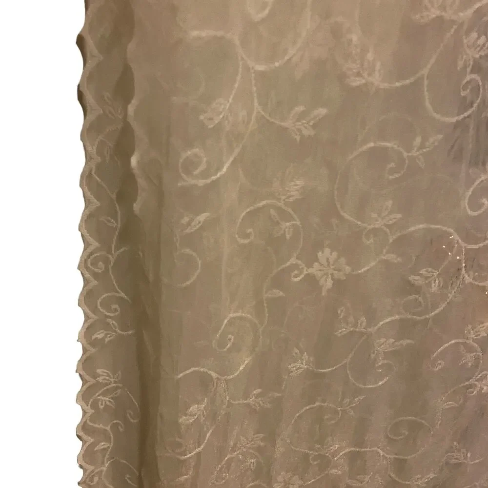 #8056 Long beige Lace with Floral Window Curtain 54 in x 84 IN